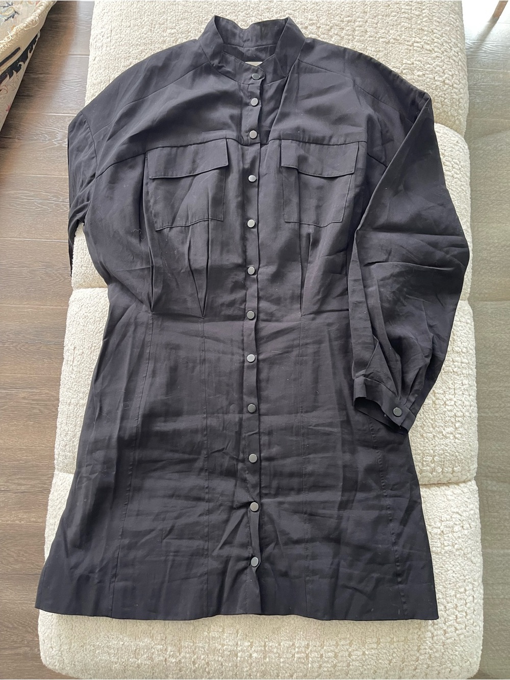 ba&sh Black Button-Front Casual Shirt Dress